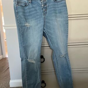 Women's Light Blue Distressed Jeans